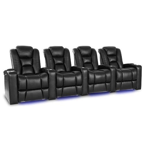 Valencia Theater Seating - Valencia Venice Row of 4 Top Grain Genuine Leather 11000 Home Theater Seating - Black