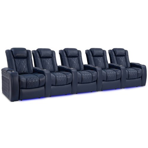 Valencia Theater Seating - Valencia Tuscany Row of 5 Premium Top Grain 11000 Nappa Leather Home Theater Seating - Navy Blue-Angle_Standard 