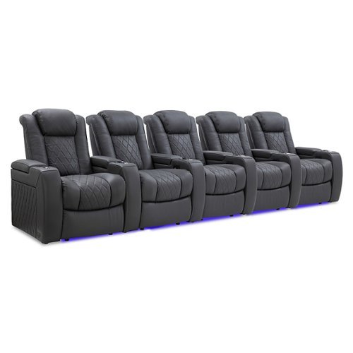 Valencia Theater Seating - Valencia Tuscany Row of 5 Premium Top Grain 11000 Nappa Leather Home Theater Seating - Charcoal Grey