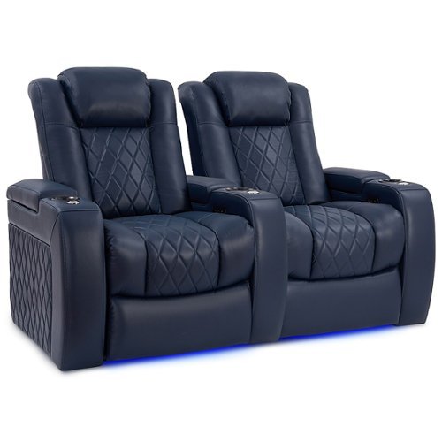 Valencia Theater Seating - Valencia Tuscany Row of 2 Premium Top Grain 11000 Nappa Leather Home Theater Seating - Navy Blue
