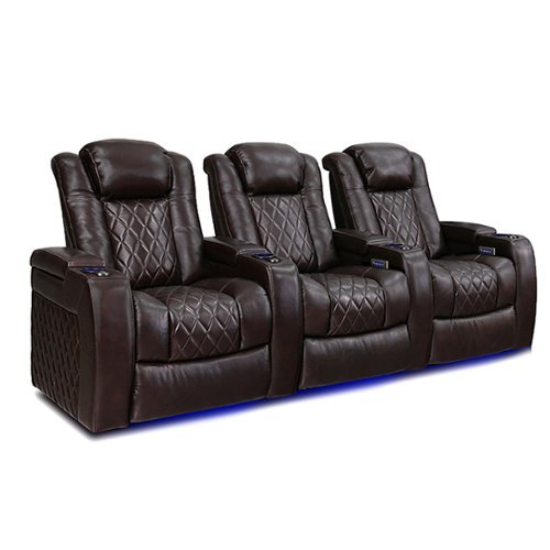 Valencia Theater Seating - Valencia Tuscany Row of 3 Premium Top Grain 11000 Nappa Leather Home Theater Seating - Dark Chocolate