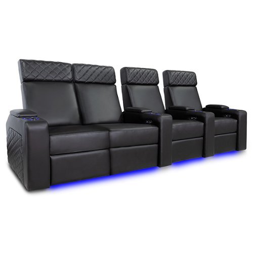 Valencia Theater Seating - Valencia Zurich Row of 4 Loveseat Left Premium Top Grain Nappa Leather 11000 Home Theater Seating - Black