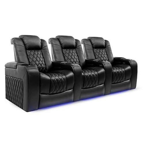 Valencia Theater Seating - Valencia Tuscany Row of 3 Premium Top Grain 11000 Nappa Leather Home Theater Seating - Midnight Black