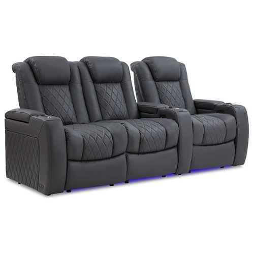 Valencia Theater Seating - Valencia Tuscany Row of 3 Loveseat Left Premium Top Grain 11000 Nappa Leather Home Theater Seating - Charcoal Grey