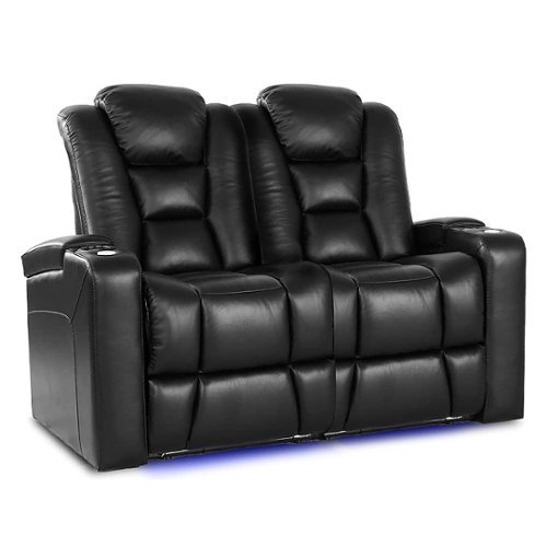 Valencia Theater Seating - Valencia Venice Row of 2 Loveseat Top Grain Genuine Leather 11000 Home Theater Seating - Black