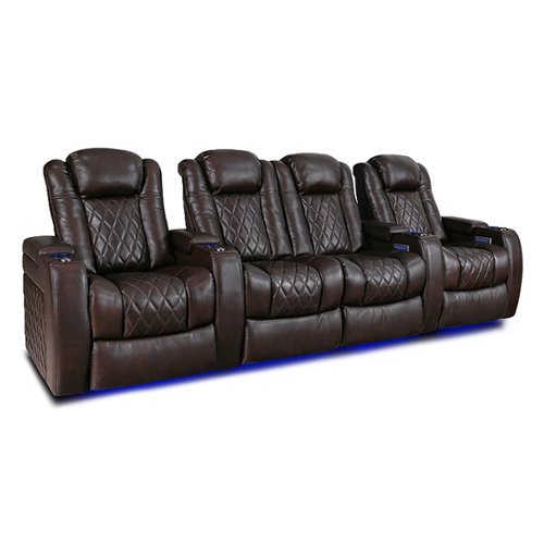 Valencia Theater Seating - Valencia Tuscany Row of 4 Loveseat Center Premium Top Grain 11000 Nappa Leather Home Theater Seating - Dark Chocolate