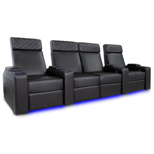 Valencia Theater Seating - Valencia Zurich Row of 4 Loveseat Center Premium Top Grain Nappa Leather 11000 Home Theater Seating - Black