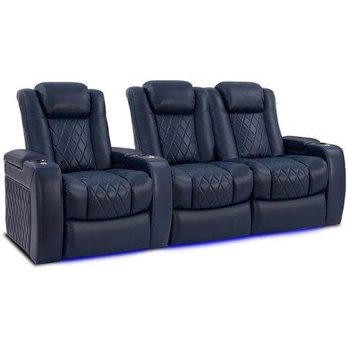 Valencia Theater Seating - Valencia Tuscany Row of 3 Loveseat Right Premium Top Grain 11000 Nappa Leather Home Theater Seating - Navy Blue-Angle_Standard 