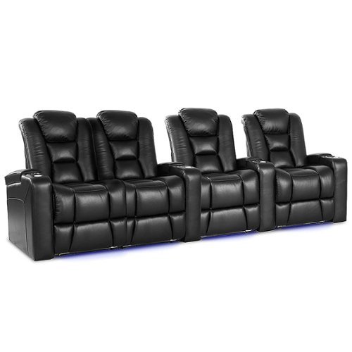 Valencia Theater Seating - Valencia Venice Row of 4 Loveseat Left Top Grain Genuine Leather 11000 Home Theater Seating - Black