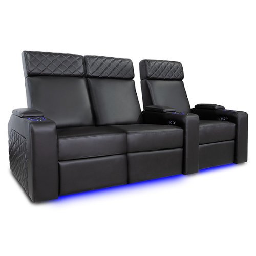 Valencia Theater Seating - Valencia Zurich Row of 3 Loveseat Left Premium Top Grain Nappa Leather 11000 Home Theater Seating - Black