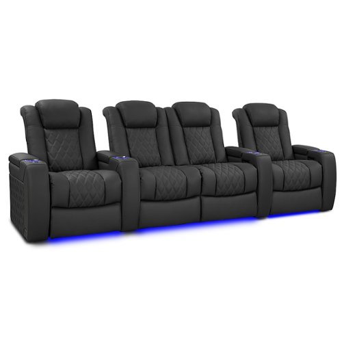 Valencia Theater Seating - Valencia Tuscany Luxury Row of 4 Loveseat Center Semi-Aniline Italian 20000 Leather Home Theater Seating - Graphite
