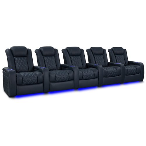 Valencia Theater Seating - Valencia Tuscany XL Luxury Edition Row of 5 Power Headrest Semi-Aniline Italian Nappa Leather 20000 Home Theater Seating - Moonlight Blue