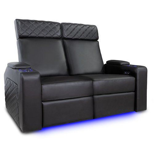 Valencia Theater Seating - Valencia Zurich Row of 2 Loveseat Premium Top Grain Nappa Leather 11000 Home Theater Seating - Black