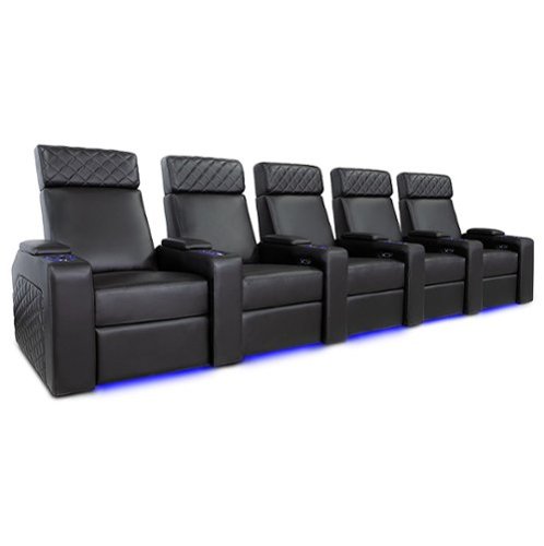 Valencia Theater Seating - Valencia Zurich Row of 5 Premium Top Grain Nappa Leather 11000 Home Theater Seating - Black