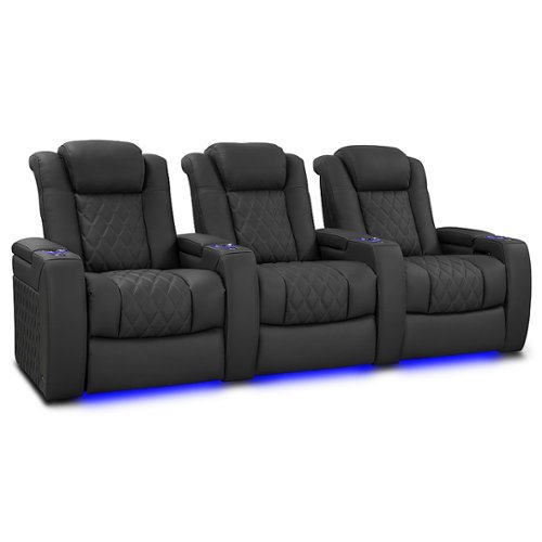 Valencia Theater Seating - Valencia Tuscany XL Luxury Edition Row of 3 Power Headrest Semi-Aniline Italian Nappa Leather 20000 Home Theater Seating - Graphite