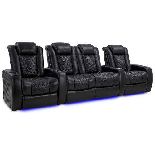 Valencia Theater Seating - Valencia Tuscany XL Row of 4 Loveseat Center premium top grain Nappa leather 11000 Home Theater Seating - Midnight Black