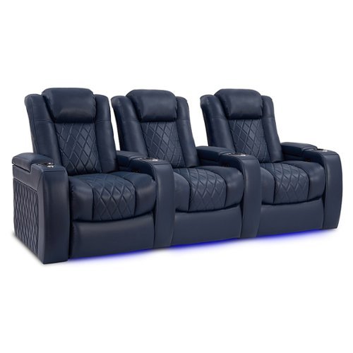 Valencia Theater Seating - Valencia Tuscany Row of 3 Premium Top Grain 11000 Nappa Leather Home Theater Seating - Navy Blue