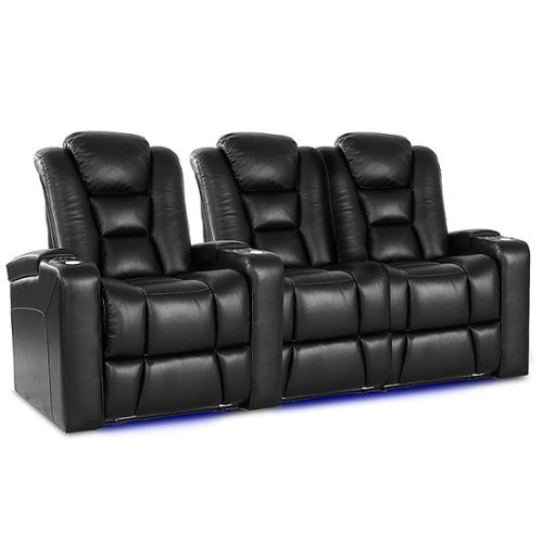 Valencia Theater Seating - Valencia Venice Row of 3 Loveseat Right Top Grain Genuine Leather 11000 Home Theater Seating - Black