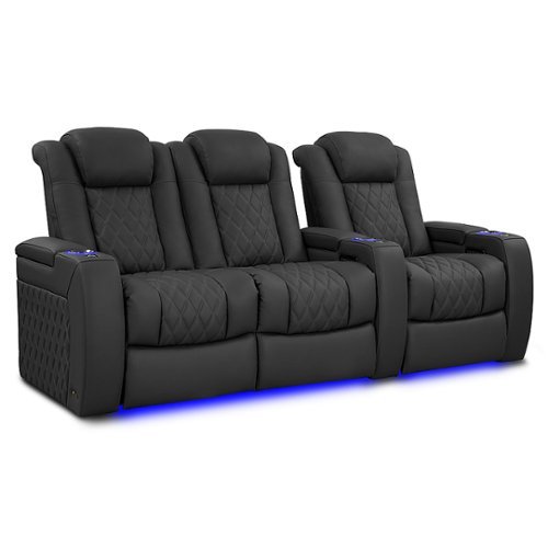 Valencia Theater Seating - Valencia Tuscany Luxury Row of 3 Loveseat Left Semi-Aniline Italian 20000 Leather Home Theater Seating - Graphite