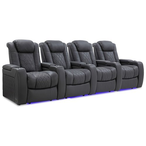 Valencia Theater Seating - Valencia Tuscany Row of 4 Premium Top Grain 11000 Nappa Leather Home Theater Seating - Charcoal Grey