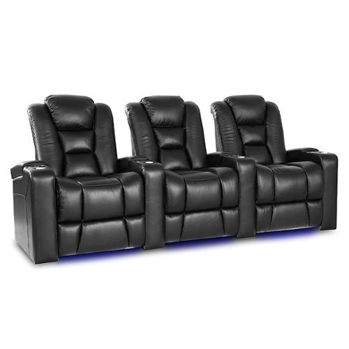 Valencia Theater Seating - Valencia Venice Row of 3 Top Grain Genuine Leather 11000 Home Theater Seating - Black