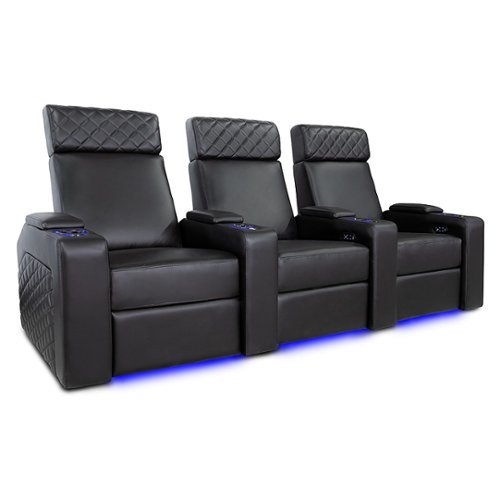 Valencia Theater Seating - Valencia Zurich Row of 3 Premium Top Grain Nappa Leather 11000 Home Theater Seating - Black