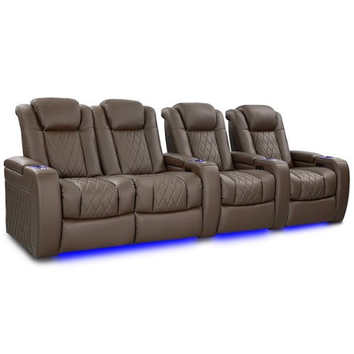 Valencia Theater Seating - Valencia Tuscany Vegan Row of 4 Loveseat Left Premium Vegan Leather Luxury Home Theater Seating - Dark Truffle