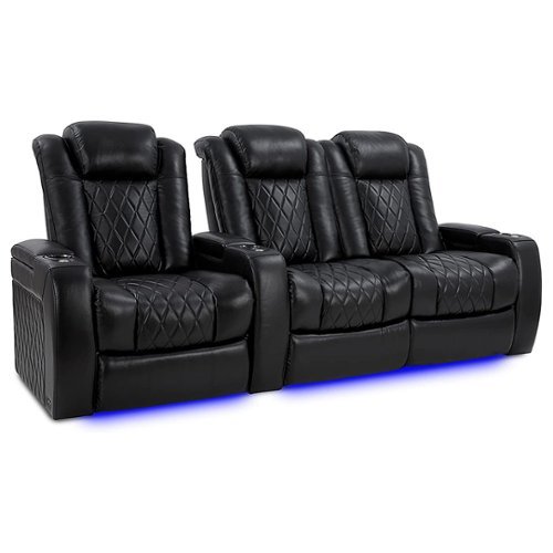 Valencia Theater Seating - Valencia Tuscany XL Row of 3 Loveseat Right premium top grain Nappa leather 11000 Home Theater Seating - Midnight Black