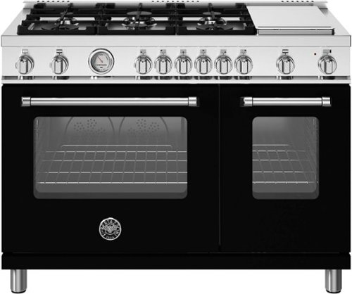 Bertazzoni - 48" Master Series range - Gas Oven - 6 aluminum burners + griddle - Black