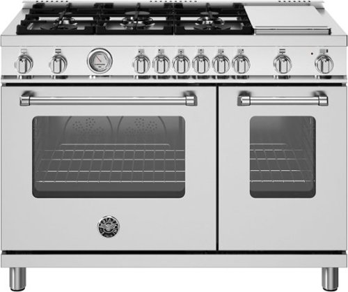 Bertazzoni - 48" Master Series range - Gas Oven - 6 aluminum burners + griddle - Stainless Steel