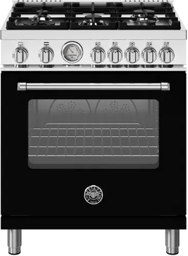 Front. Bertazzoni - 30" Master Series range - Gas oven - 5 aluminum burners - Black.