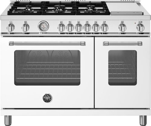 Bertazzoni - 48" Master Series range - Gas Oven - 6 aluminum burners + griddle - White