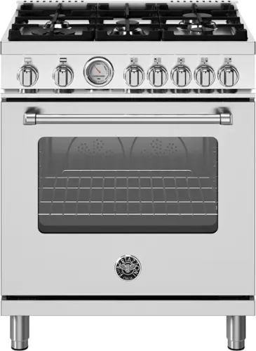 Front. Bertazzoni - 30" Master Series range - Gas oven - 5 aluminum burners - LP version - Stainless Steel.