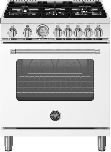 Bertazzoni - 30" Master Series range - Gas oven - 5 aluminum burners - White-Front_Standard 