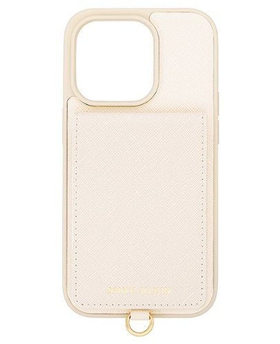 

Anne Klein - Saffiano Vegan Leather Case for Apple iPhone 14 Pro - Ivory/Gold