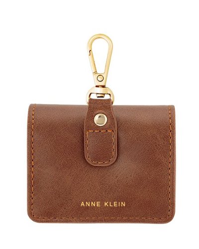Anne Klein Faux Leather Case for Apple AirPods, Apple Airpods Keychain Case, Compatible with Airpods Pro - Brown/Gold WORLDWIDE DELIVERY