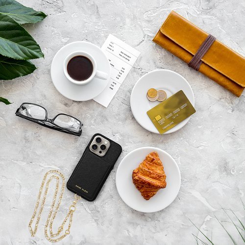 Anne Klein Saffiano Vegan Leather Case Apple iPhone 14 Pro with Kick Stand Wallet, Card Slots, Camera Protector, Attachment Ring - Black/Gold HOW TO BUY