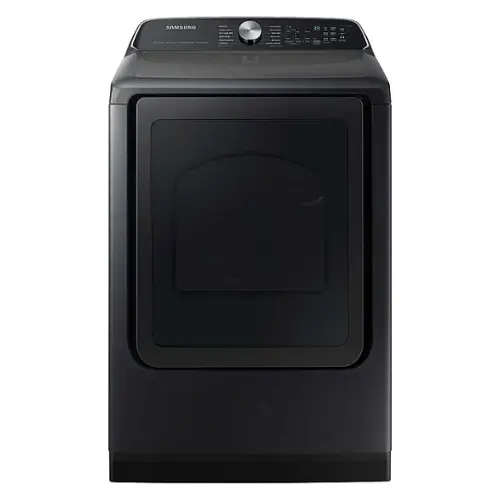 Front. Samsung - Open Box 7.4 Cu. Ft. Smart Gas Dryer with Steam Sanitize+ - Black.