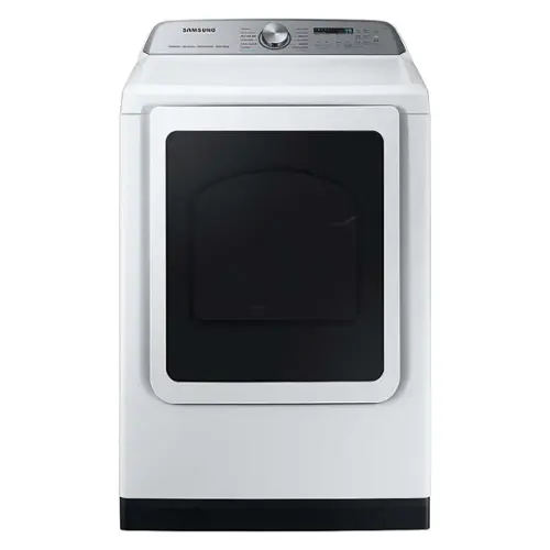 Front. Samsung - Open Box 7.4 Cu. Ft. Smart Gas Dryer with Steam Sanitize+ - White.