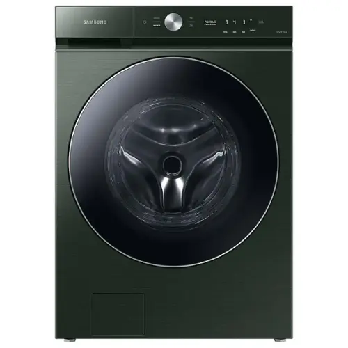 Front. Samsung - Open Box BESPOKE 5.3 Cu. Ft. High-Efficiency Stackable Smart Front Load Washer with Steam and AI OptiWash - Forest Green.