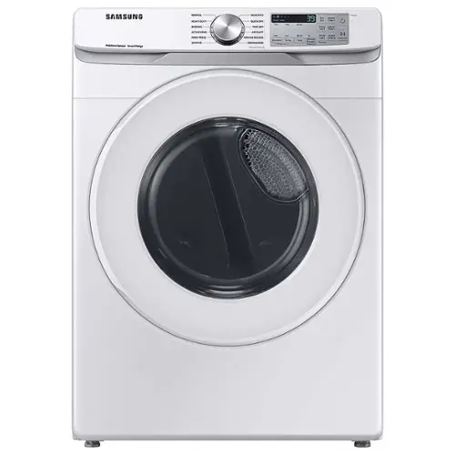 Front. Samsung - Open Box 7.5 Cu. Ft. Stackable Smart Electric Dryer with Sensor Dry - White.