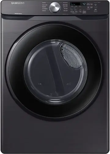 Front. Samsung - Open Box 7.5 Cu. Ft. Stackable Gas Dryer with Sensor Dry - Black Stainless Steel.