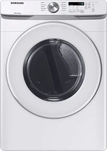Front. Samsung - Open Box 7.5 Cu. Ft. Stackable Gas Dryer with Long Vent Drying - White.