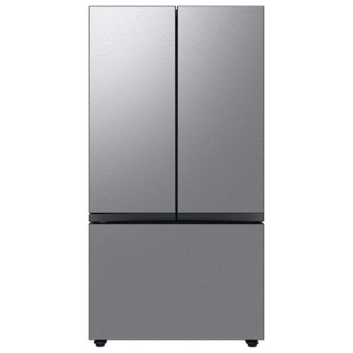 Samsung - Open Box BESPOKE 24 cu. ft. French Door Counter Depth Smart Refrigerator with Beverage Center - Stainless Steel