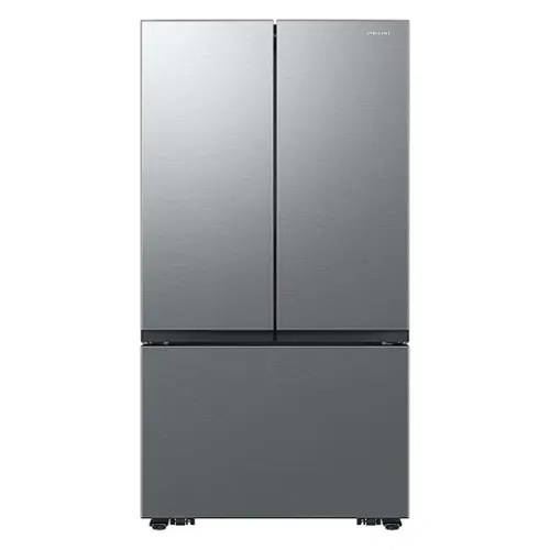 Front. Samsung - Open Box 27 cu. ft. 3-Door French Door Counter Depth Smart Refrigerator with Dual Auto Ice Maker - Fingerprint Resistant Stainless Look.