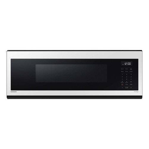 Samsung - Open Box BESPOKE 1.1 cu. ft SLIM Over-the-Range Microwave with 400 CFM Hood Ventilation, Wi-Fi and Voice Control - White Glass