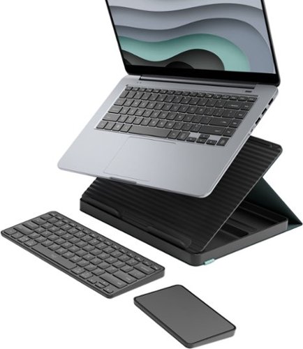  Logitech - Casa Pop-Up Desk Work From Home Kit Compact Wireless Keyboard, Touchpad and Laptop Stand for Laptop/MacBook (10” to 17”) - Classic Chic