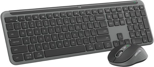  Logitech - MK955 Signature Slim Full-size Wireless Keyboard and Mouse Combo for Windows and Mac with Quiet Typing and Clicking - Graphite