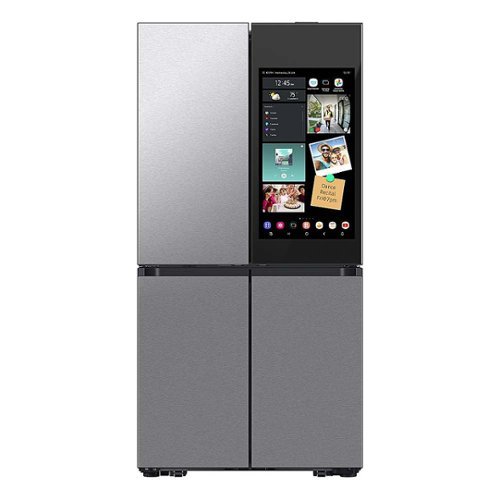 Samsung - Bespoke 23 Cu. Ft. 4-Door Flex French Door Counter Depth Refrigerator with AI Family Hub+ and AI Vision Inside - Stainless Steel