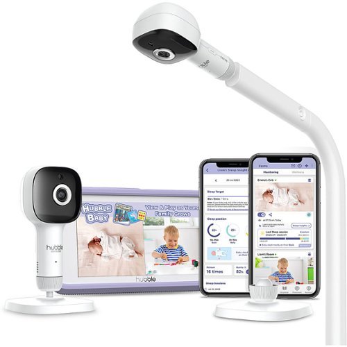 Hubble Connected - SkyVision Pro Twin AI-Enhanced 2 HD Smart Camera Baby Monitors, Parent Travel Unit, Crib Mount, and Covered Face Alert - White